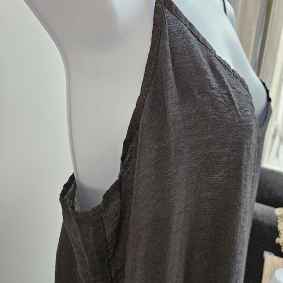 EUC Anthropologie Laucausa Asymmetrical Ruffled Charcoal Grey Slip Dress, Medium - Picture 5 of 9